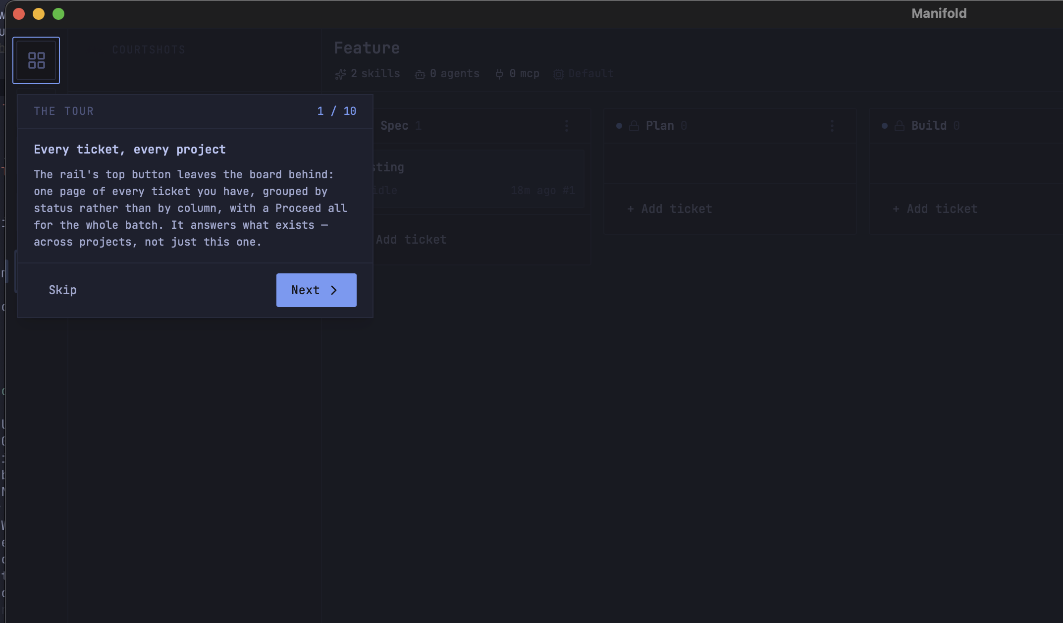 Onboarding tour: every ticket, every project